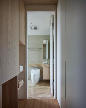 【今朝装饰】174平四居室日式风格设计，原木居家范 卫生间