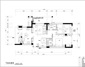 西安今朝装饰 金辉世界城小区 110平三居室房子北欧日式风格设计 平面布局图