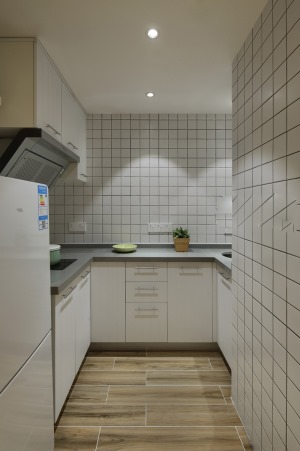西安今朝装饰 西安华城国际小区二手房改造 40平一居室公寓设计方案 北欧风格厨房