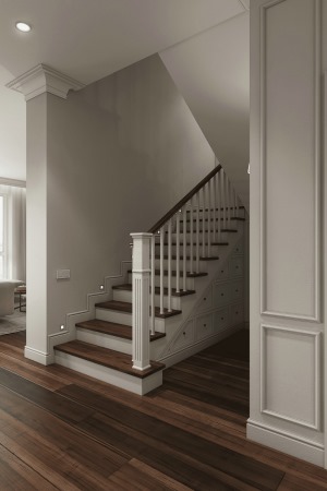 西安今朝装饰 曲江和城别墅现代轻奢风格装修效果图 楼梯