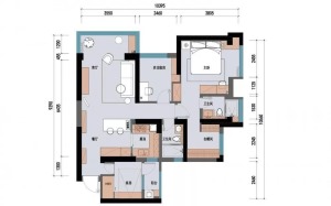 西安今朝装饰高新未未来小区138平四居室房子装修效果图，平面布局图