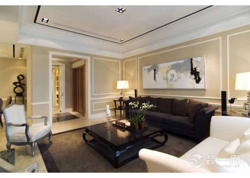 宁波原朴装饰中海国际欧式客厅装修案例