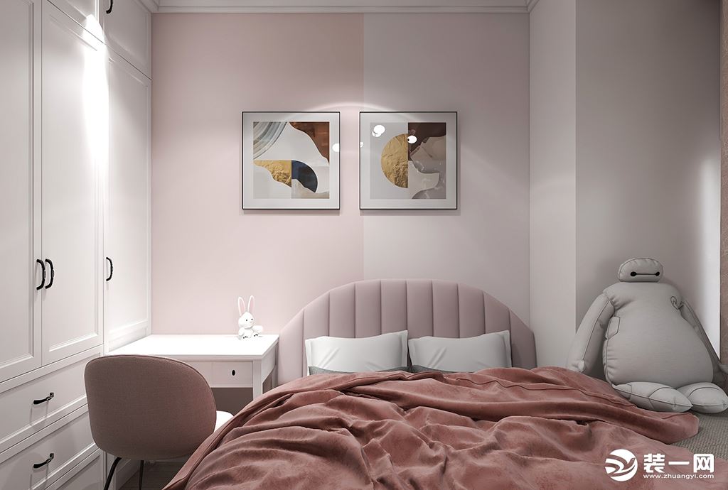 重庆乐尚装饰金地自在城现代轻奢风格效果图卧室效果图
