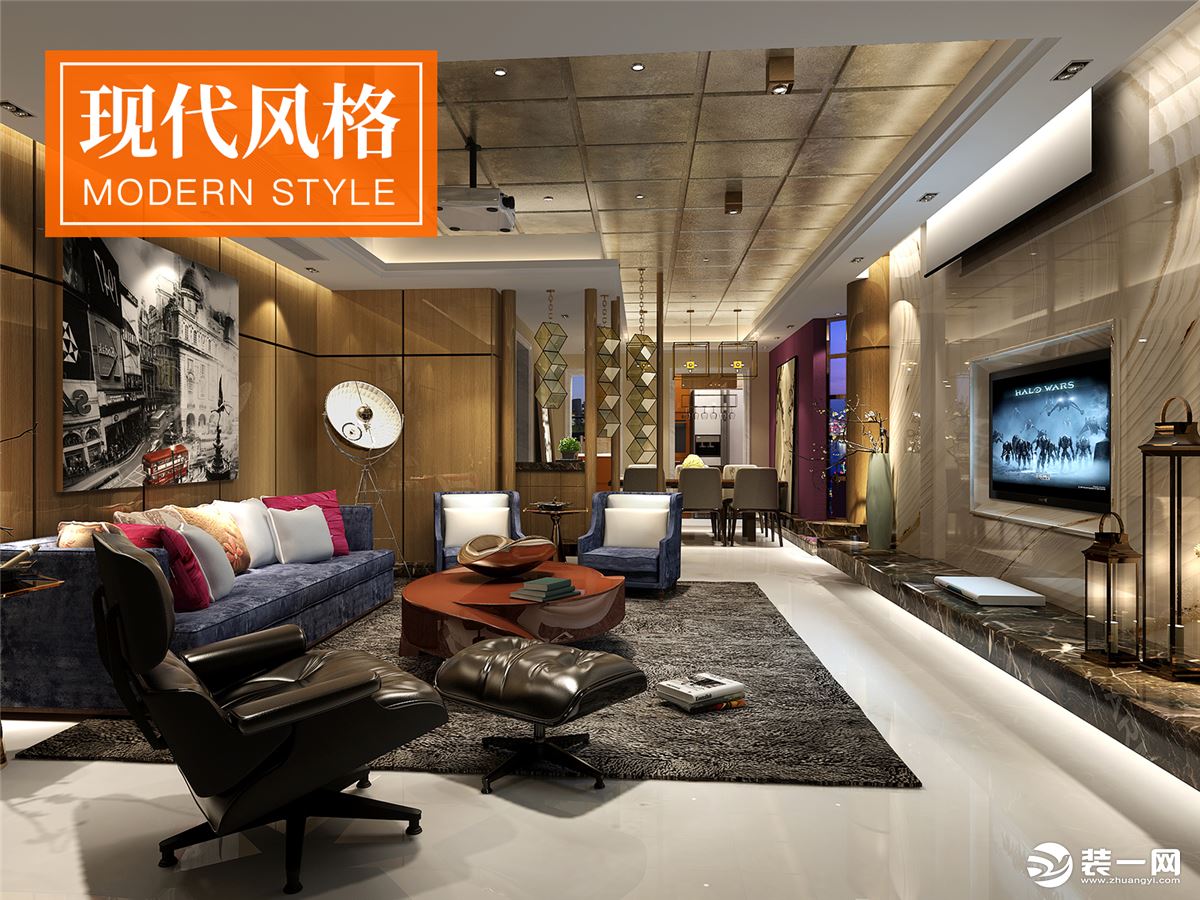 重庆乐尚装饰现代风格127平现代风格客厅效果图