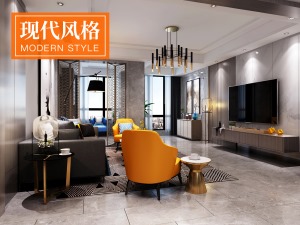 重庆乐尚装饰绿地保税中心105平现代装修风格客厅效果图