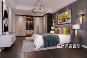 重庆乐尚装饰珠江城150平现代轻奢风格卧室效果图