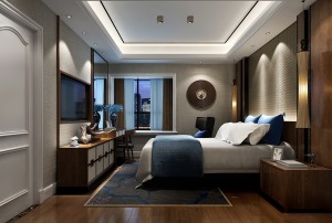 重庆乐尚装饰现代风格127平现代风格卧室效果图