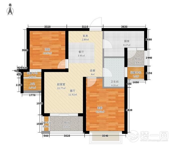 永和家园两室两厅一卫户型图