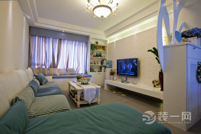 聚鑫大厦 89平 二居室 造价9万 清新地中海风格客厅平