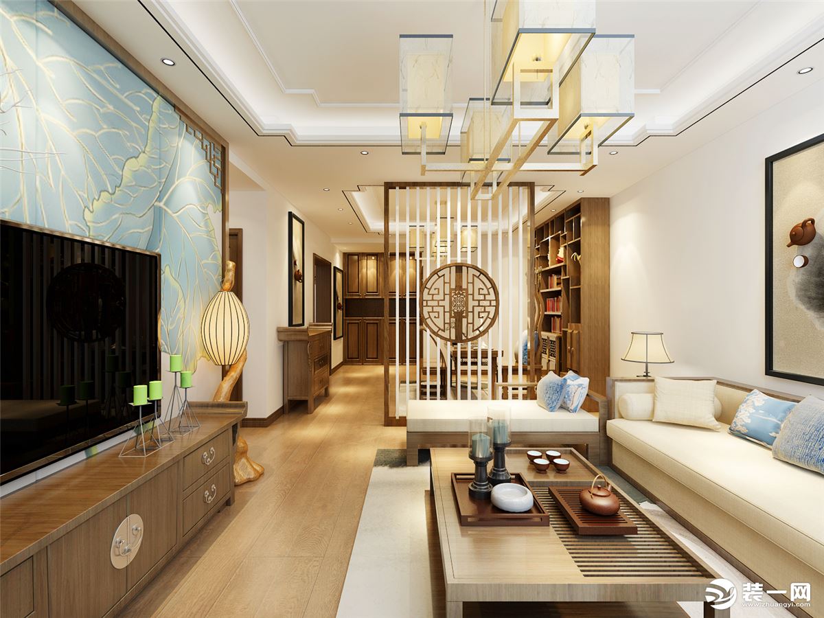 新中式大平层家装全景 - 效果图交流区-建E室内设计网