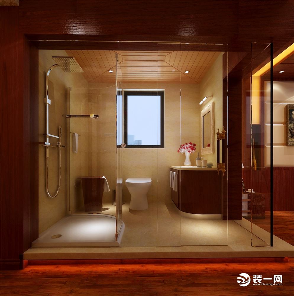 新中式风格主卧室卫生间效果图鉴赏