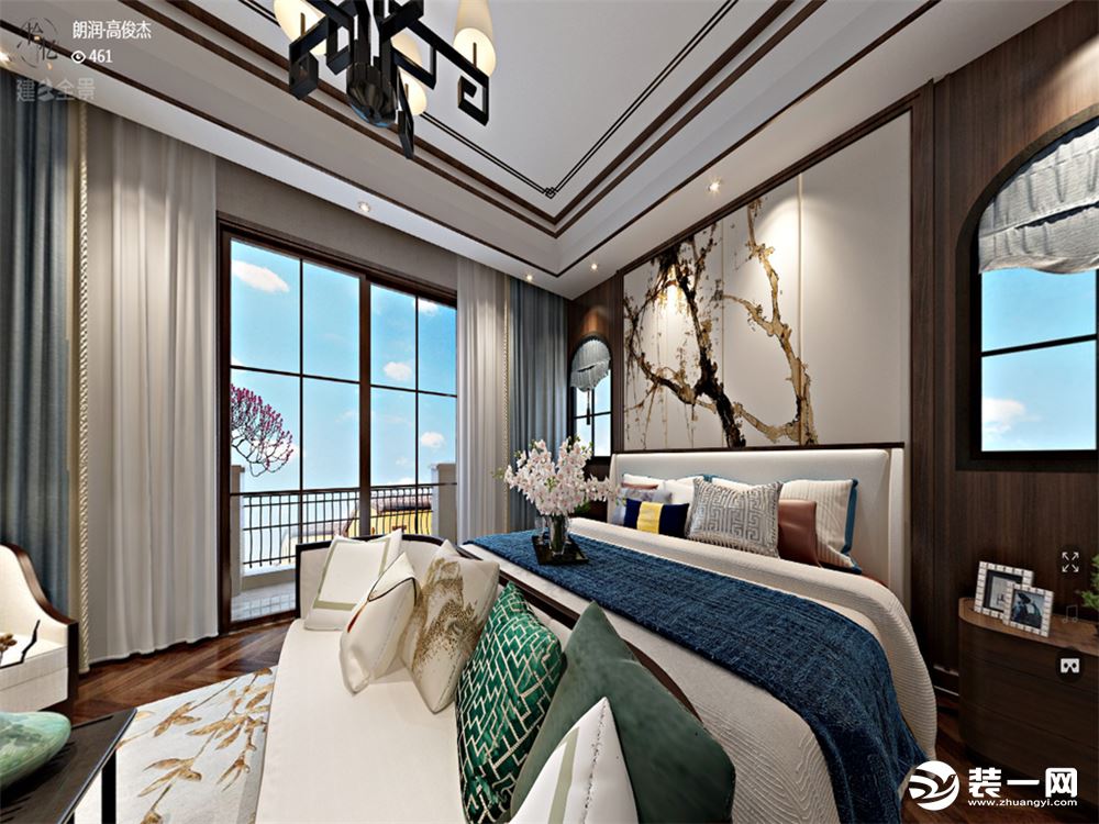 新中式风格卧室全景案例