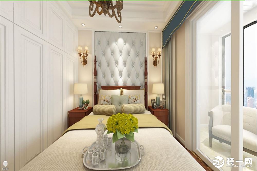 【中港CC】124平米卧室现代美式风格全景效果图