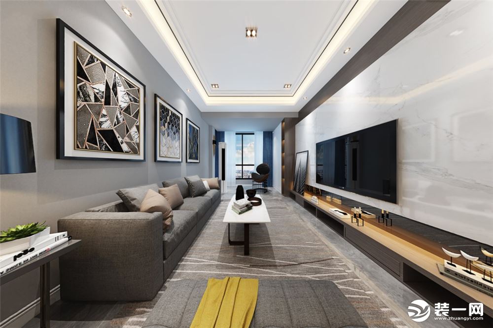朗润【龙湖三千城】130平米三居室现代风格客厅效果图