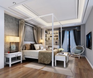 【四海一家】210平米卧室新中式风格全景效果图