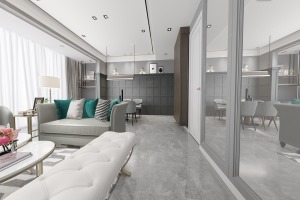 【ICC凯旋门】200平米四居室现代风格客厅全景效果图