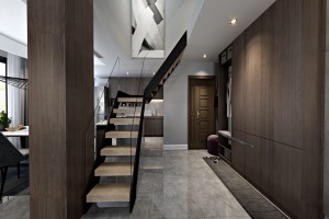 【金座威尼谷】116平米复式客厅楼梯现代风格全景效果图