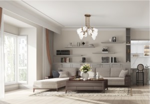 客厅简约而不简单的设计让空间带入浓郁的氛围感，时尚感。
