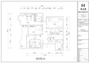 中地滨江国际110平三室现代风格装修效果图平面图