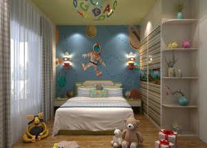 人和春天160平四室现代风格装修效果园儿童房