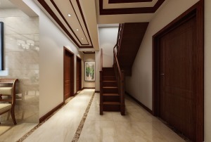 走廊清华景园-中式复式效果图