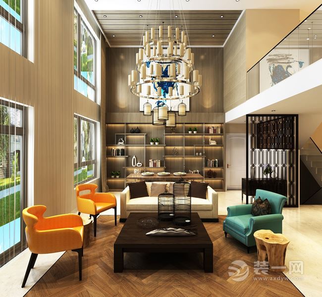 客厅以香槟金挥洒空间，流光溢彩的墙面，带来凝固时间的明镜之感。