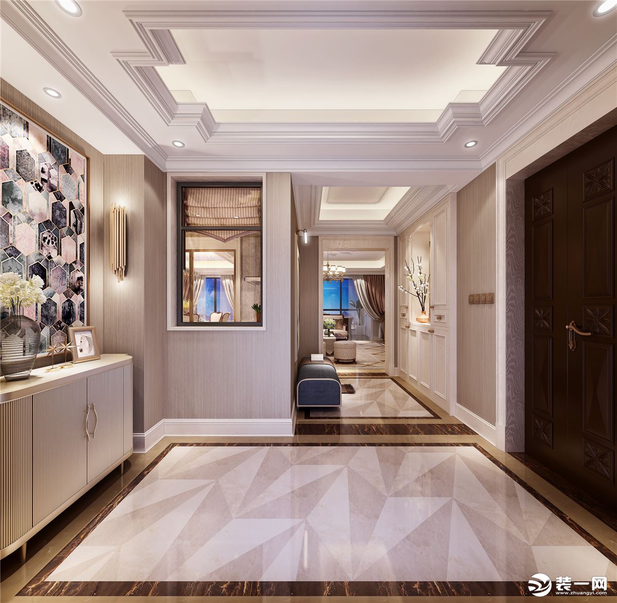 宜昌上上城三期洋房220平新古典装修效果图门厅