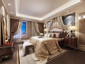宜昌上上城三期洋房220平新古典装修效果图卧室