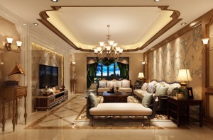 客厅，贵气而又不失自在的装修风格，华丽、高雅的古典风格