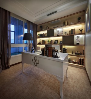 紫金长安三居室港式风格装修效果图书房