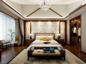 卧室的设计简单为主，整体来看大而不空，厚而不重