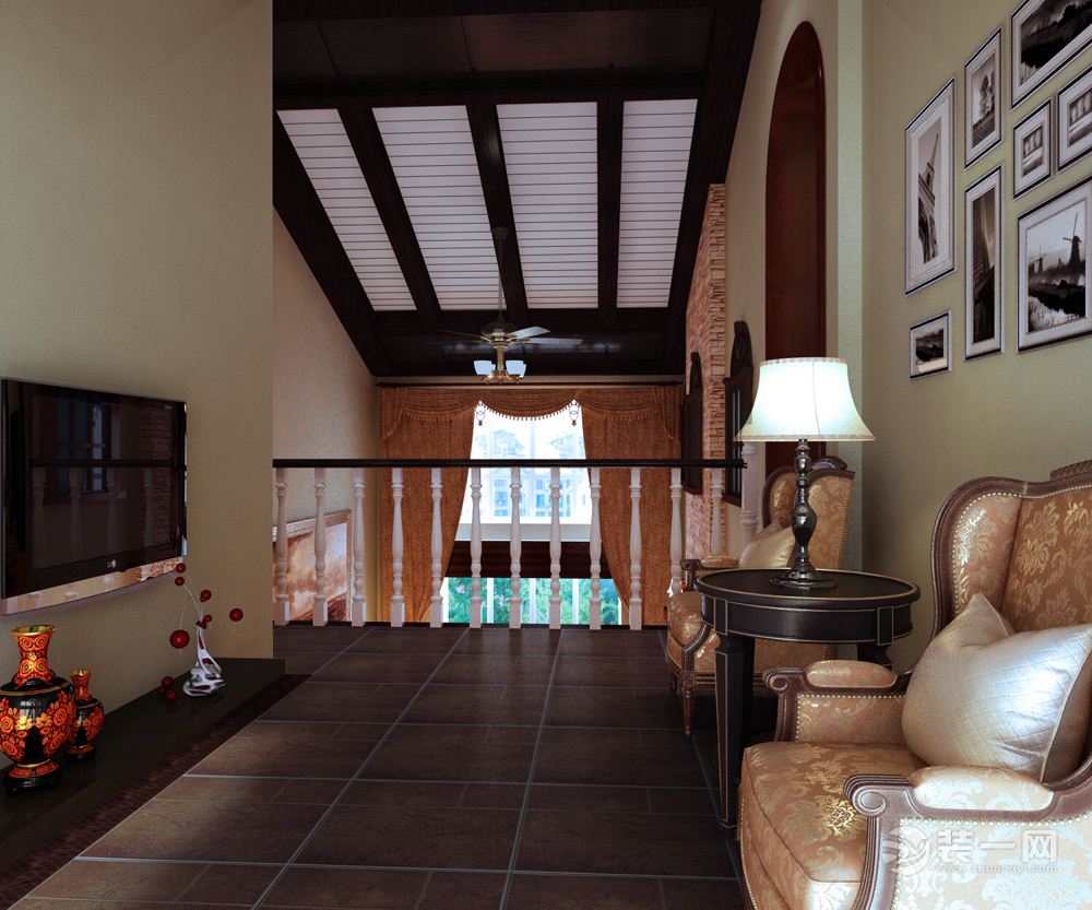 郑州黄河美邸225平复式田园风格温馨实用的起居室