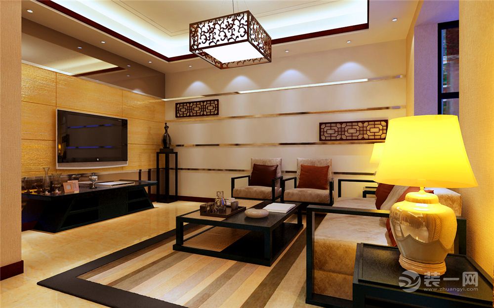 郑州裕华文桂苑200平复式中式风格明亮的客厅空间