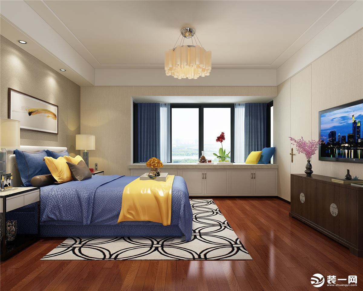 南京米筑整装亚东城120三室新中式风格装修效果图