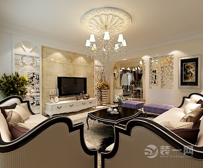 郑州国瑞城140平三居室奢华欧式风情电视背景墙