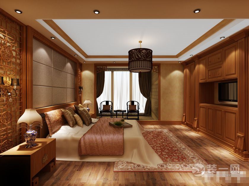 郑州金领国际160平复式中式风 卧室