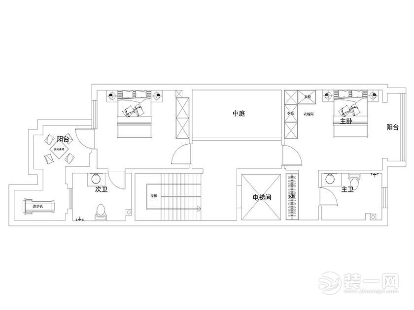 郑州国瑞城别墅装修-190平复式-新中式风情设计图-户型图