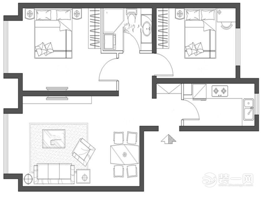 正弘澜庭叙-95平两居室装修-现代简约效果图集-户型图