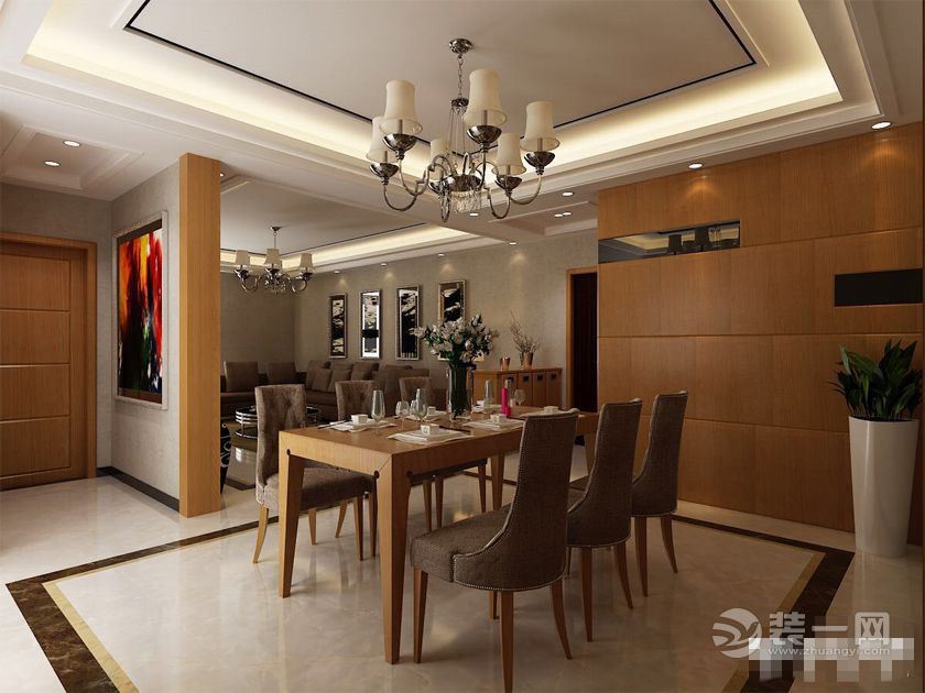 郑州升龙城装修-130平米三居室现代简约风格 -餐厅背景墙