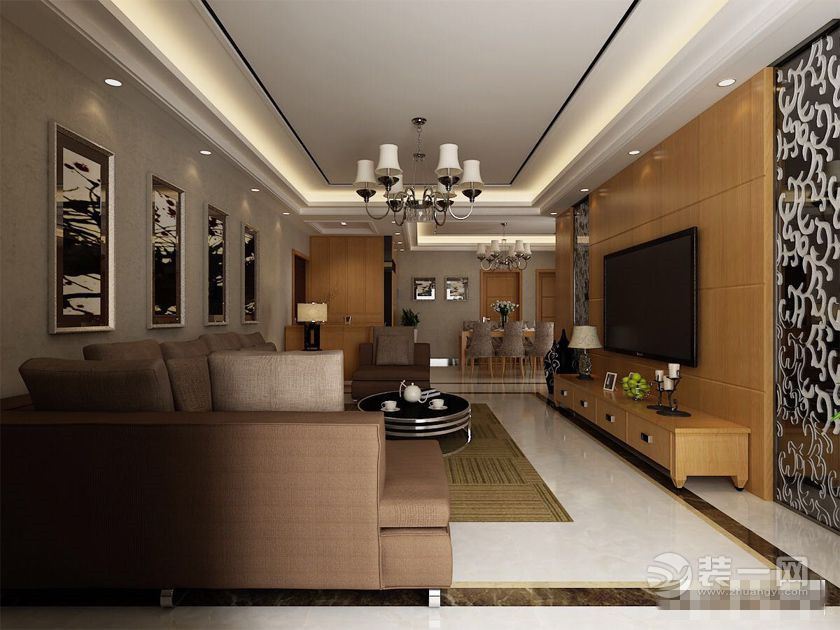 郑州升龙城装修-130平米三居室现代简约风格 -客厅