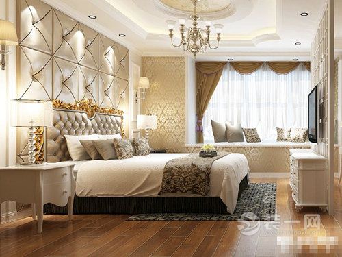 银基王朝装修-240平五居室-温馨欧式装修设计方案图集-卧室2