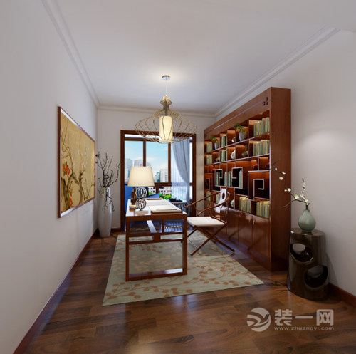 完美家装-新浦花园装修-185平四居室-新中式风情设计图集-书房