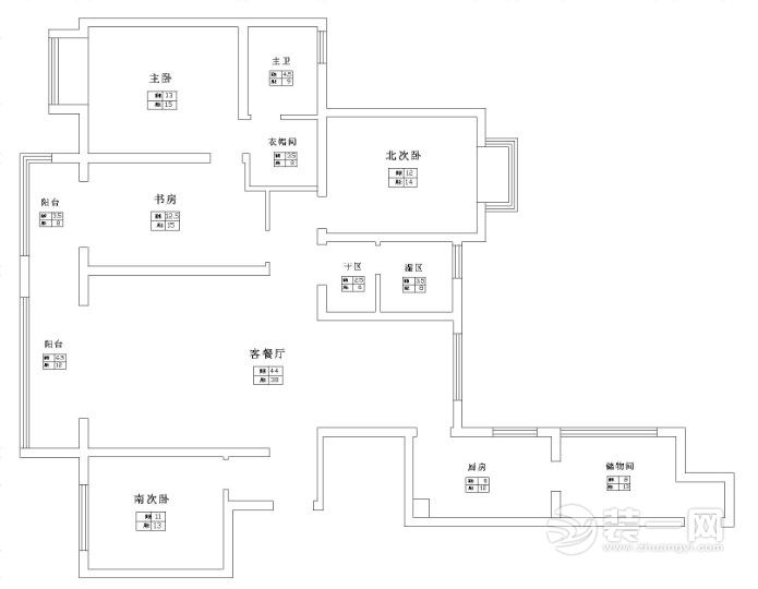 完美家装-新浦花园装修-185平四居室-新中式风情设计图集-原始图