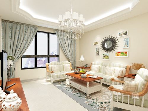 正商红河谷装修-106平三居室-简欧风情设计图集-沙发墙