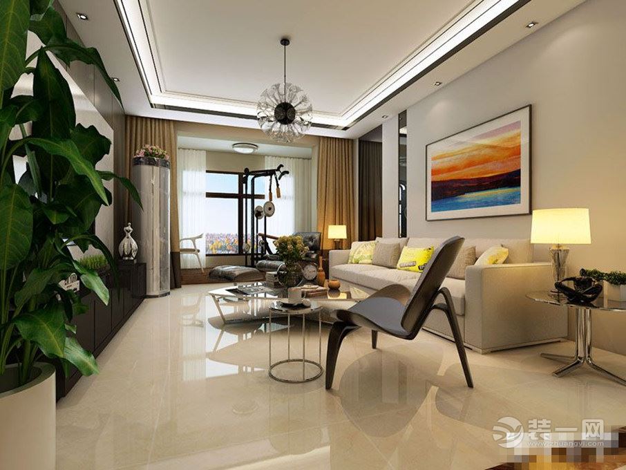 嘉辰丽景苑126平三居室-现代简约设计图-沙发背景墙