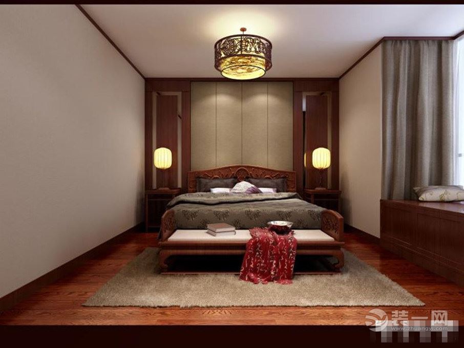 华启金悦府142平三居室-现代中式设计图集-卧室