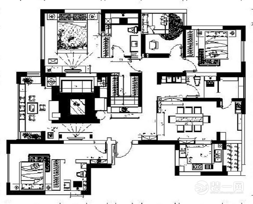 九鼎世家-200平四居室-奢华欧式效果图集-户型图