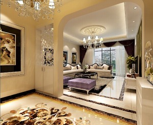 郑州国瑞城140平三居室奢华欧式风情沙发背景墙