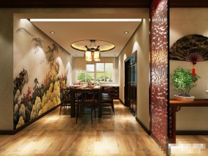 郑州金领国际160平复式中式风 餐厅