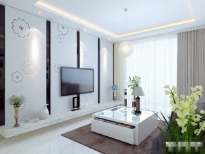 郑州启福尚都130平三居室现代风电视墙